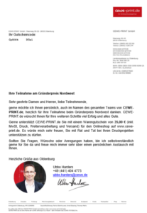 Gründerpreis Nordwest Brief Cewe Print GmbH